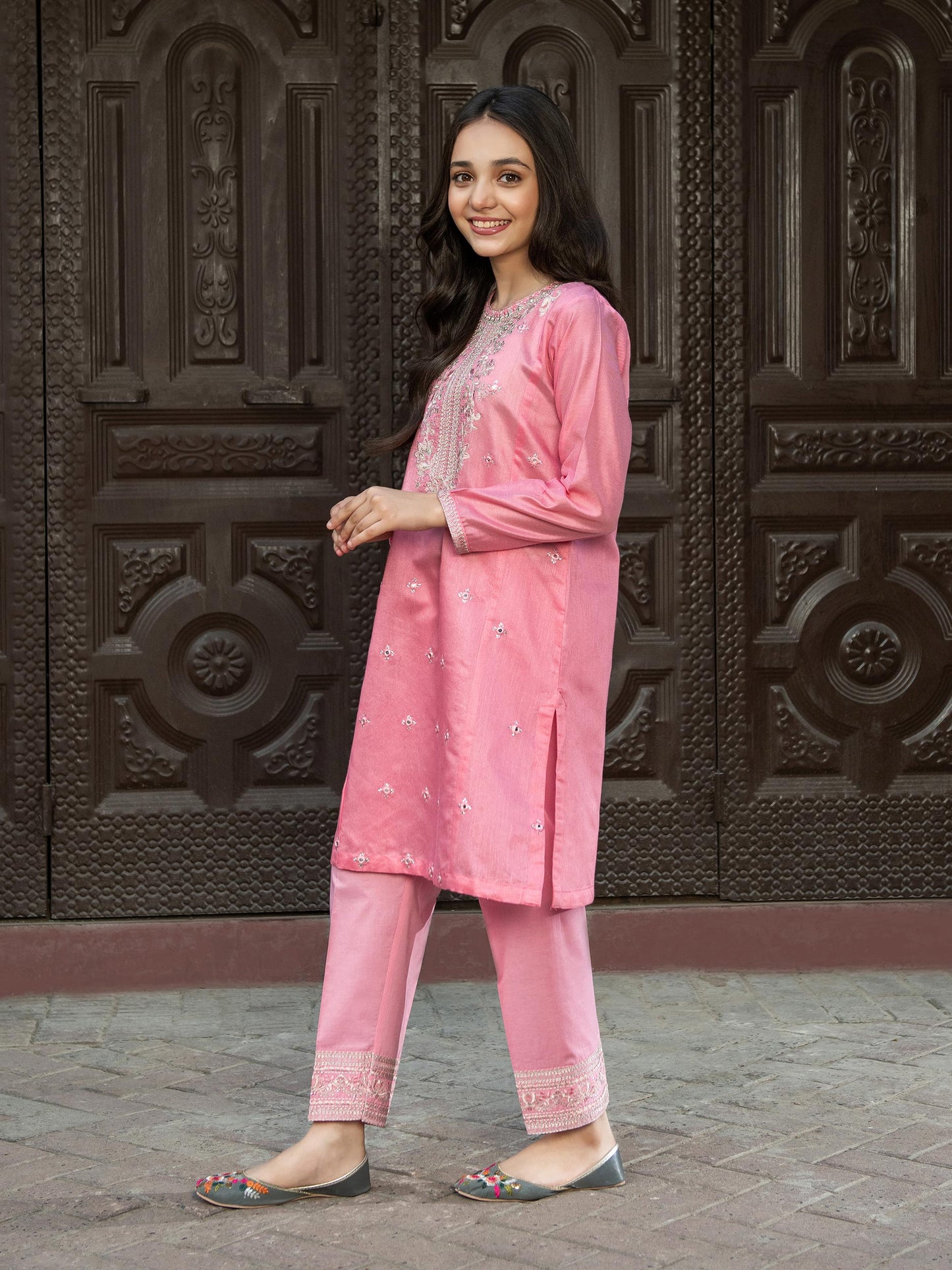 2 Piece Net Suit-Embroidered (Pret)