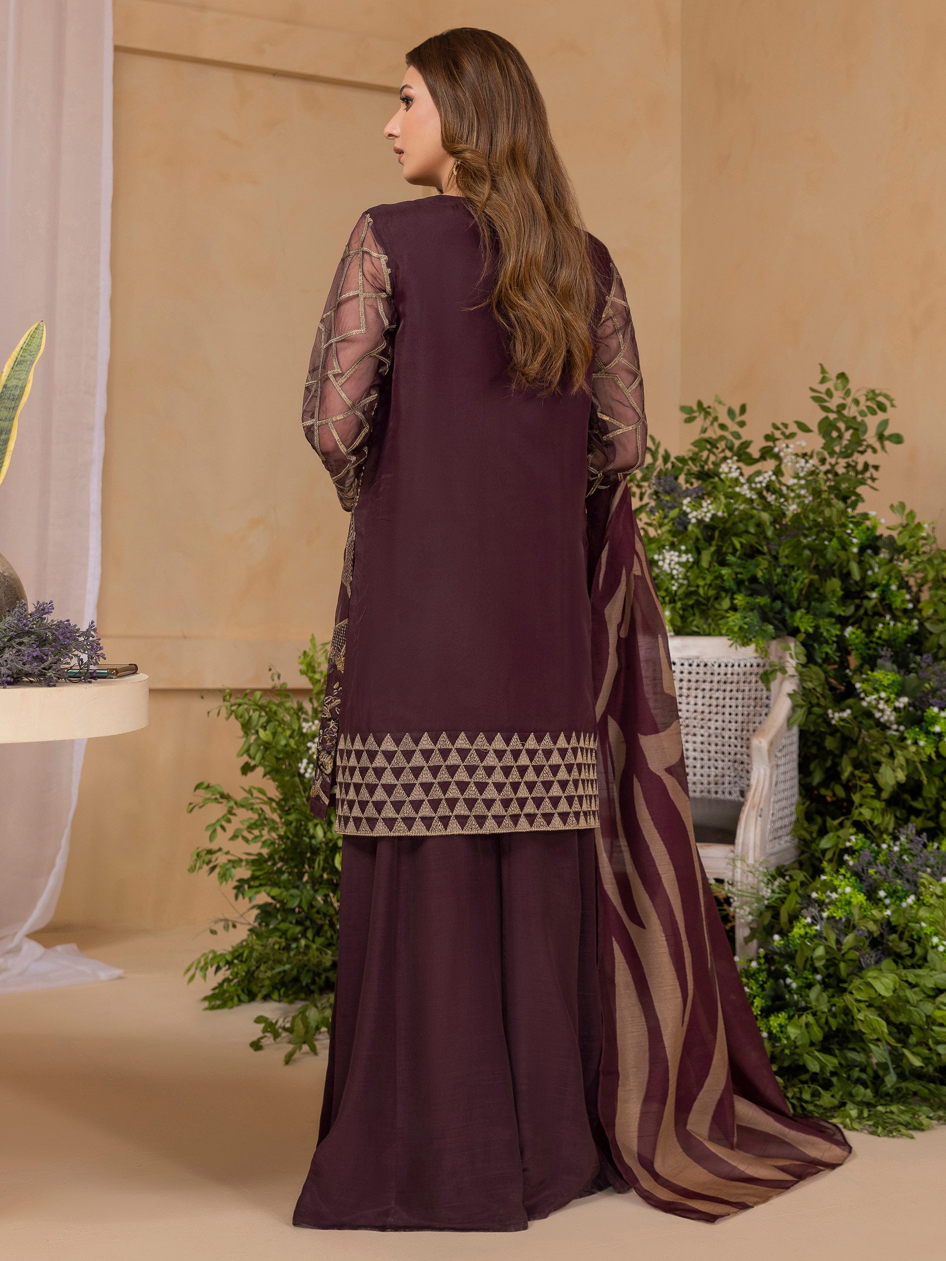 3 Piece Organza Suit-Embroidered (Unstitched)