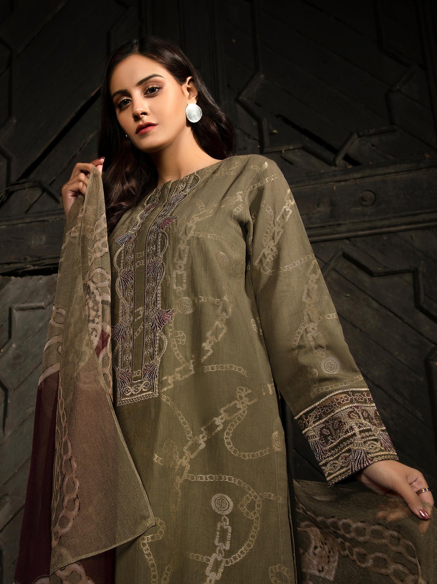 2 Piece Jacquard Suit-Embroidered (Unstitched)