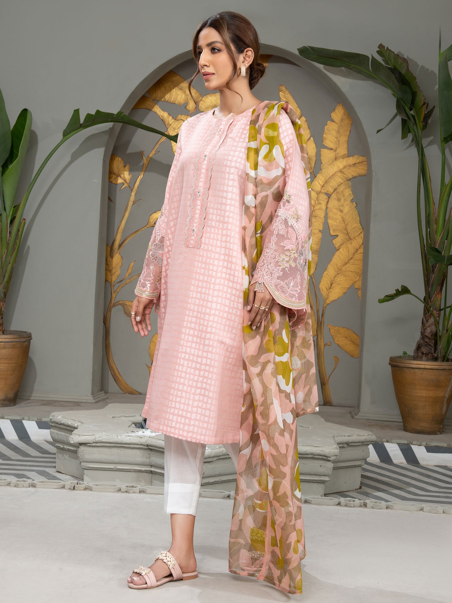 2 Piece Jacquard Suit-Embroidered (Unstitched)