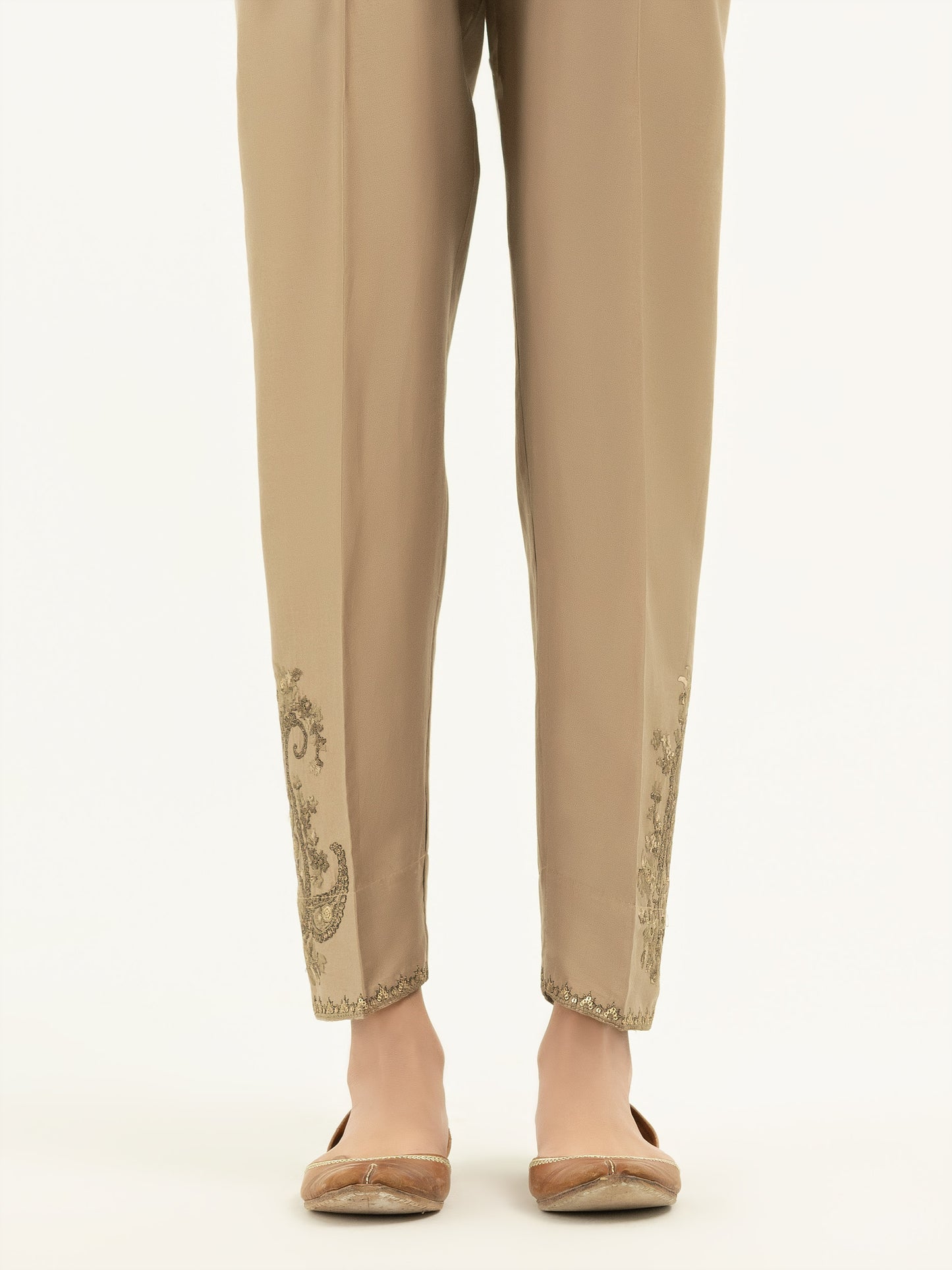 Embroidered Satin Trousers