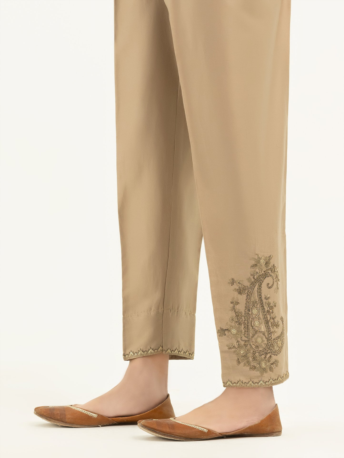 Embroidered Satin Trousers