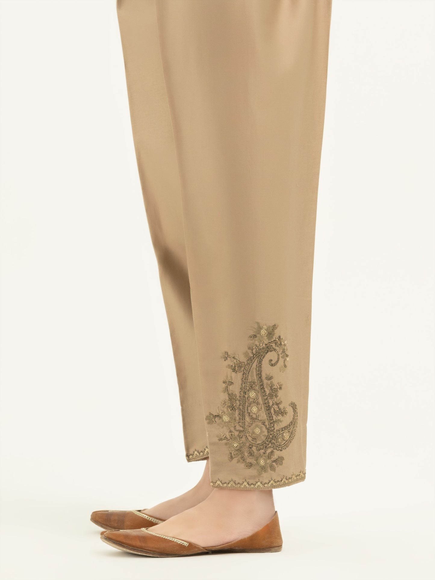 Embroidered Satin Trousers