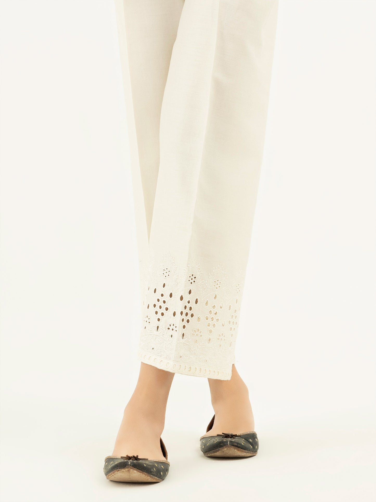 Embroidered Satin Trousers