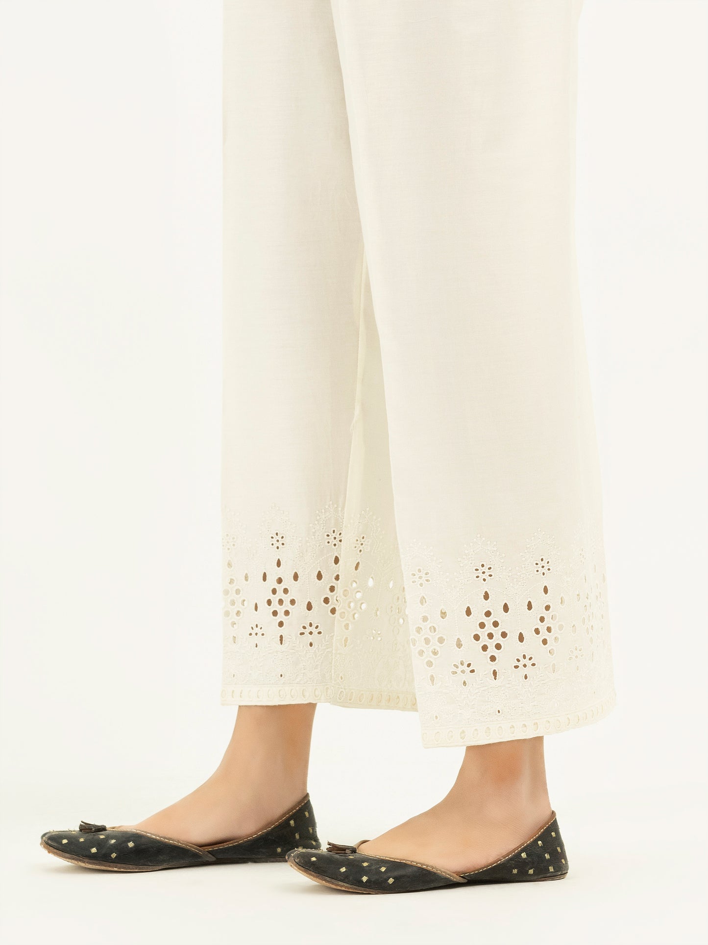 Embroidered Satin Trousers