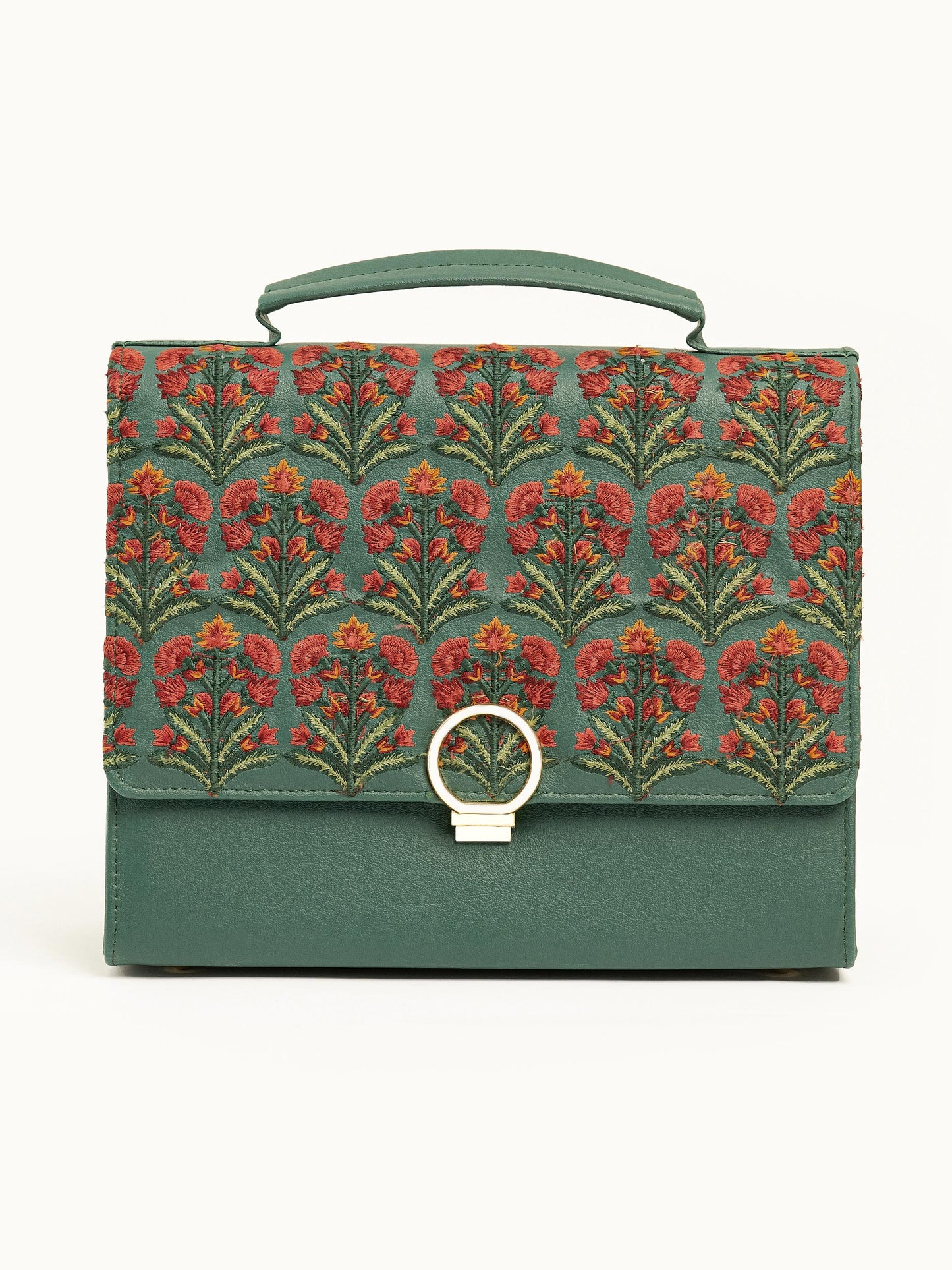 Embroidered Box Handbag