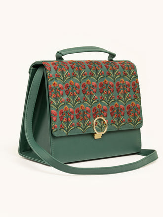 Embroidered Box Handbag