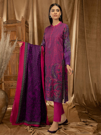 3 Piece Khaddar Suit-Printed (Unstitched)