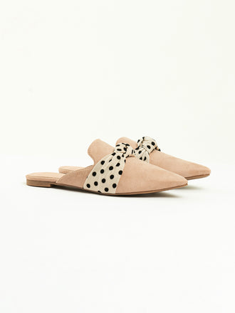 Tie Knot Suede Mules