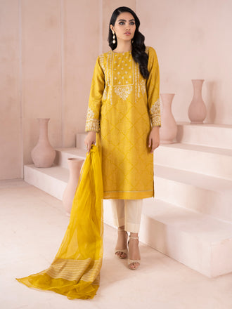 2 Piece Jacquard Suit-Unstitched Embroidered