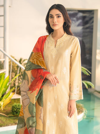 2 Piece Yarn Dyed Suit-Embroidered (Unstitched)