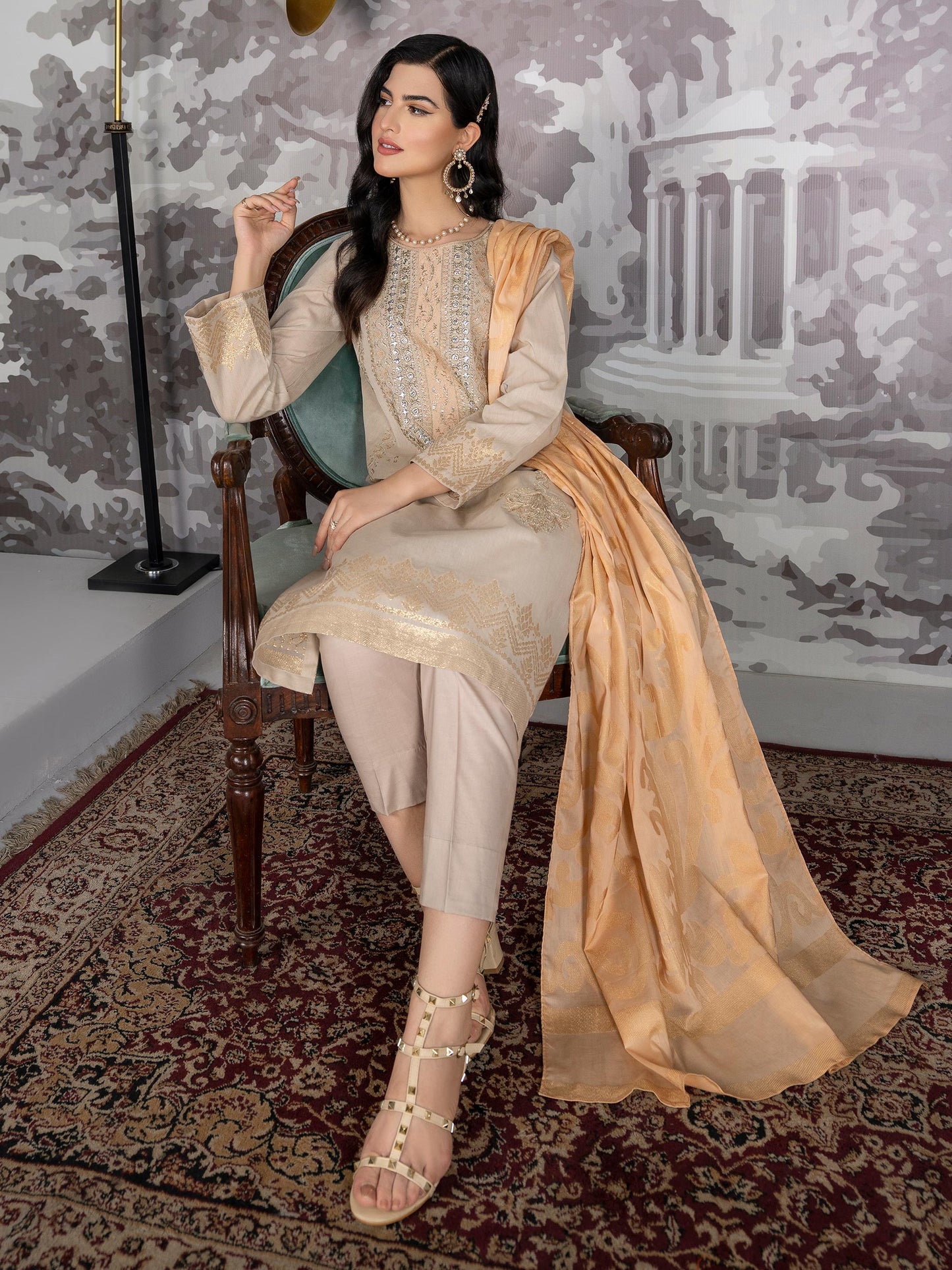 3 Piece Embroidered Jacquard Suit