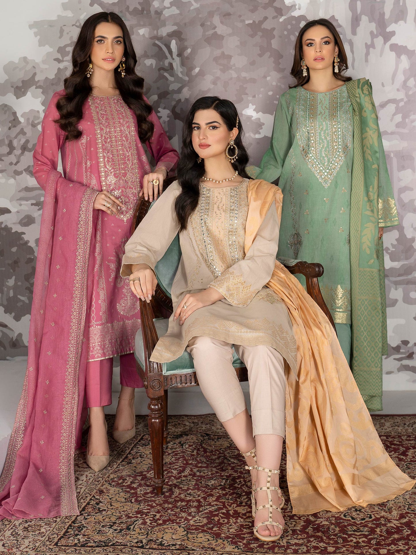 3 Piece Embroidered Jacquard Suit