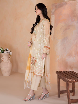 3 Piece Net Suit-Embroidered (Unstitched)