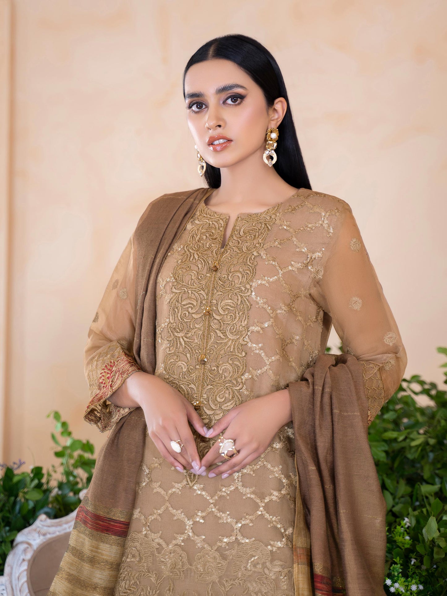 3 Piece Organza Suit-Embroidered (Unstitched)