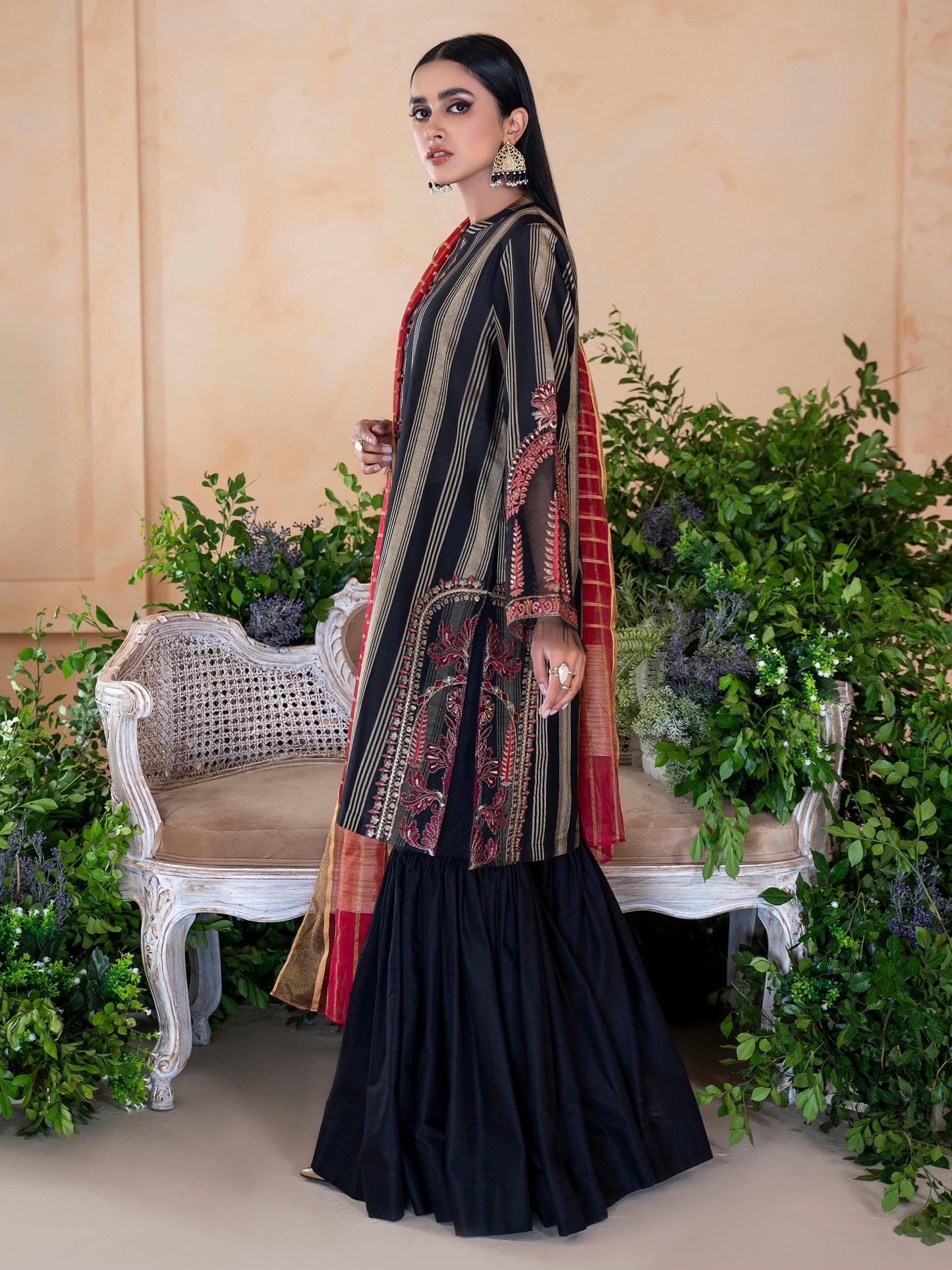 3 Piece Jacquard Suit-Embroidered (Unstitched)