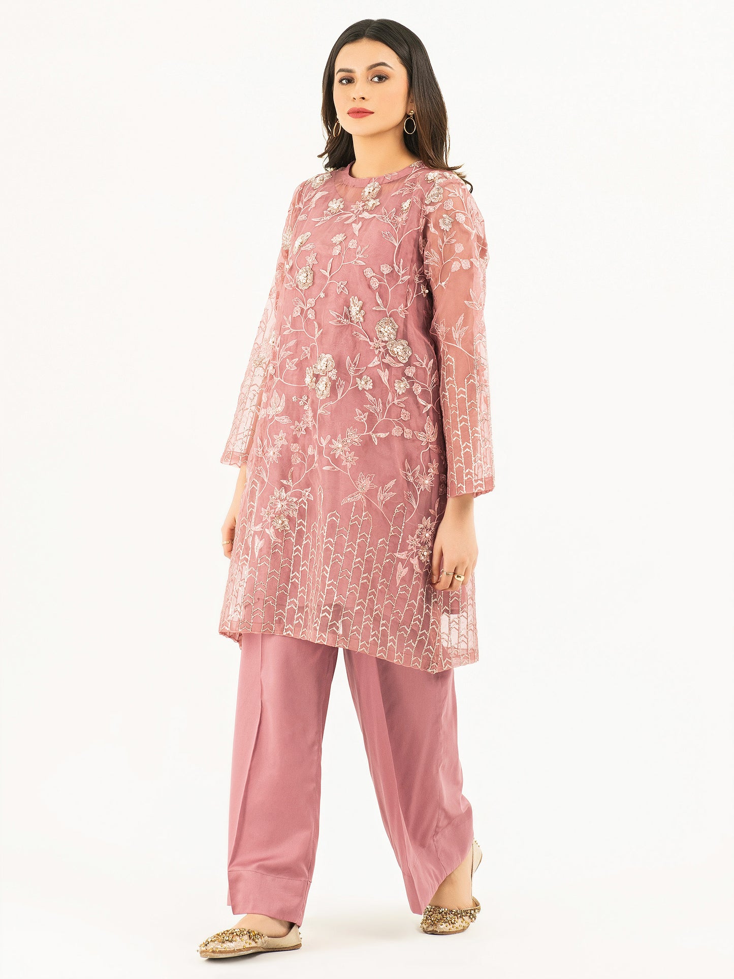 3 Piece Organza Suit-Embellished (Pret)