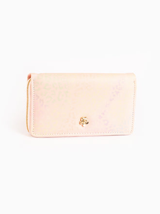 Metallic Floral Brooch Wallet