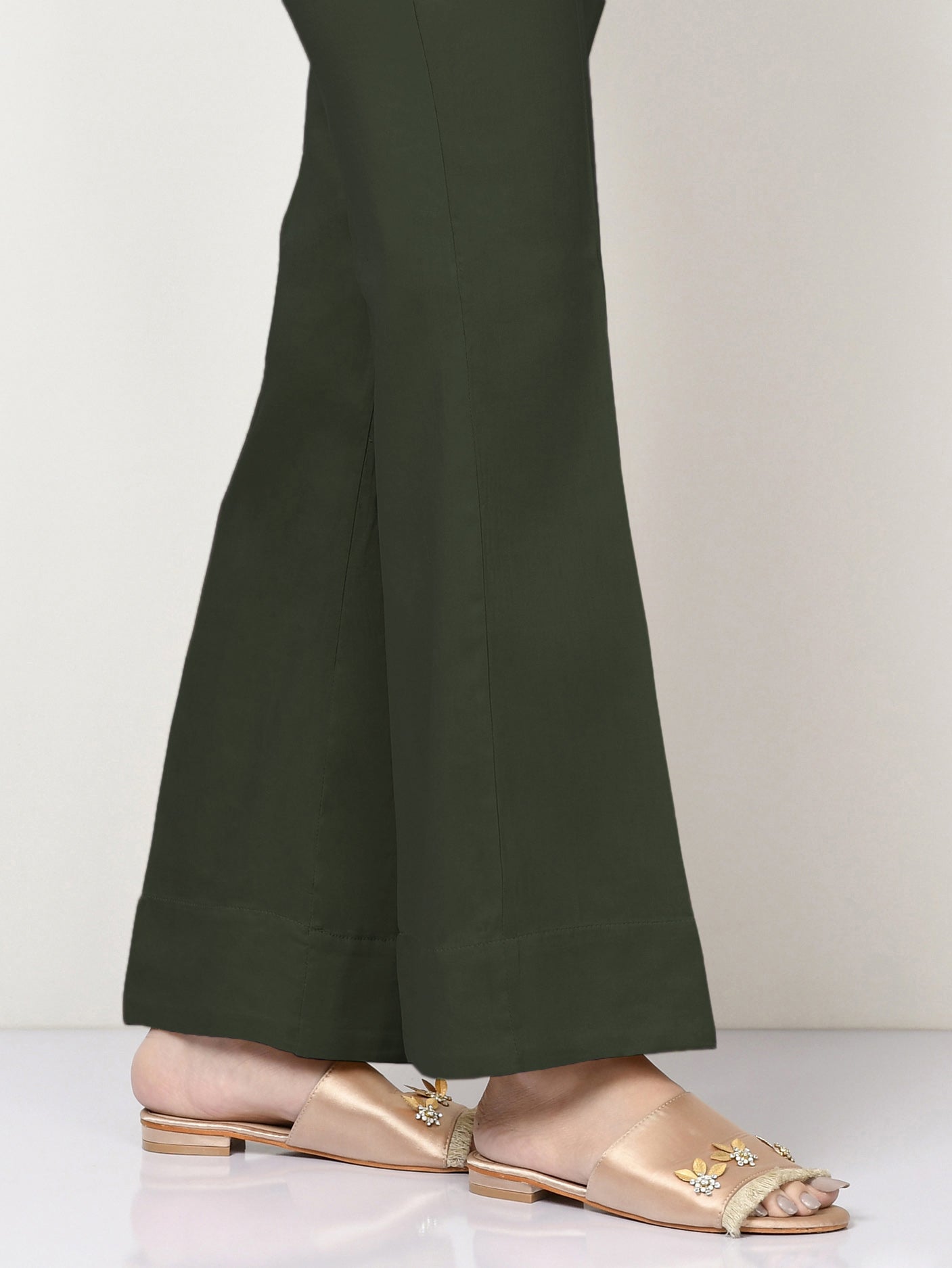 Unstitched Cambric Trouser - Dark Green Unstitched Cambric Trouser - Dark Green