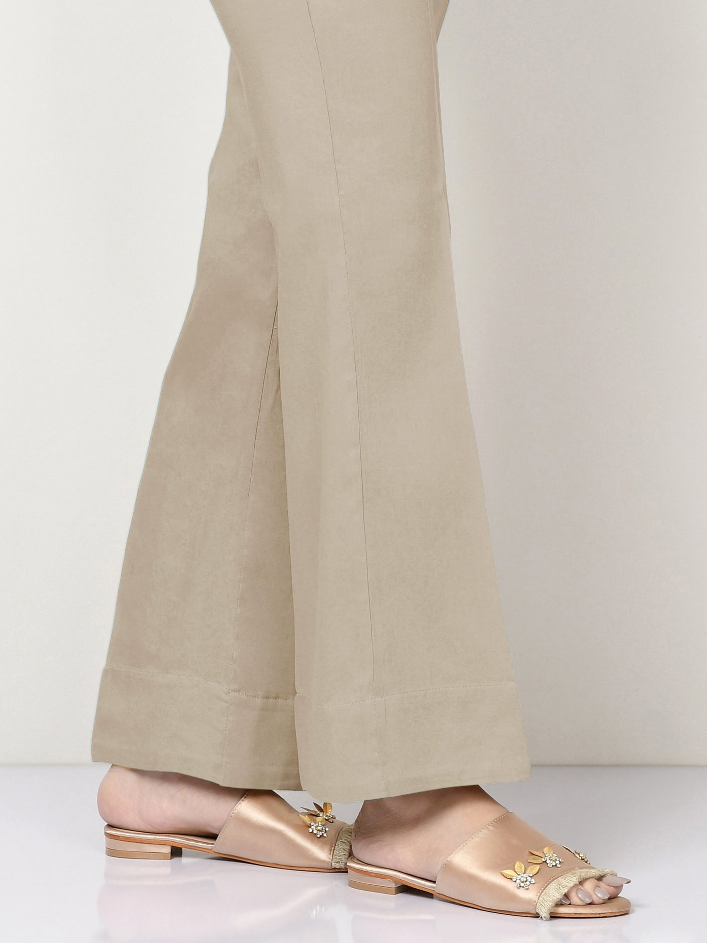 Unstitched Cambric Trouser -Beige Unstitched Cambric Trouser -Beige