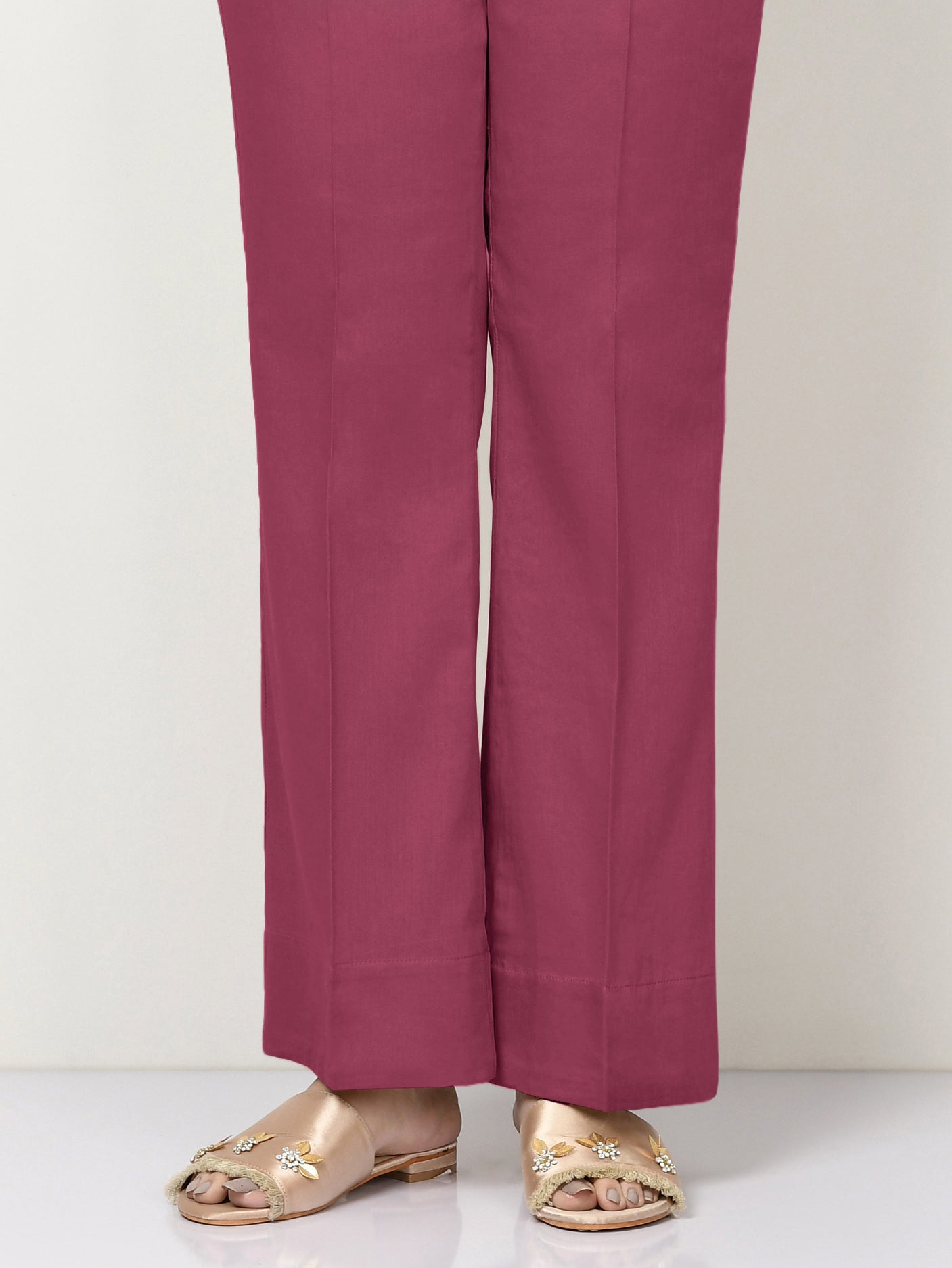 Unstitched Cambric Trouser - Dark Pink Unstitched Cambric Trouser - Dark Pink