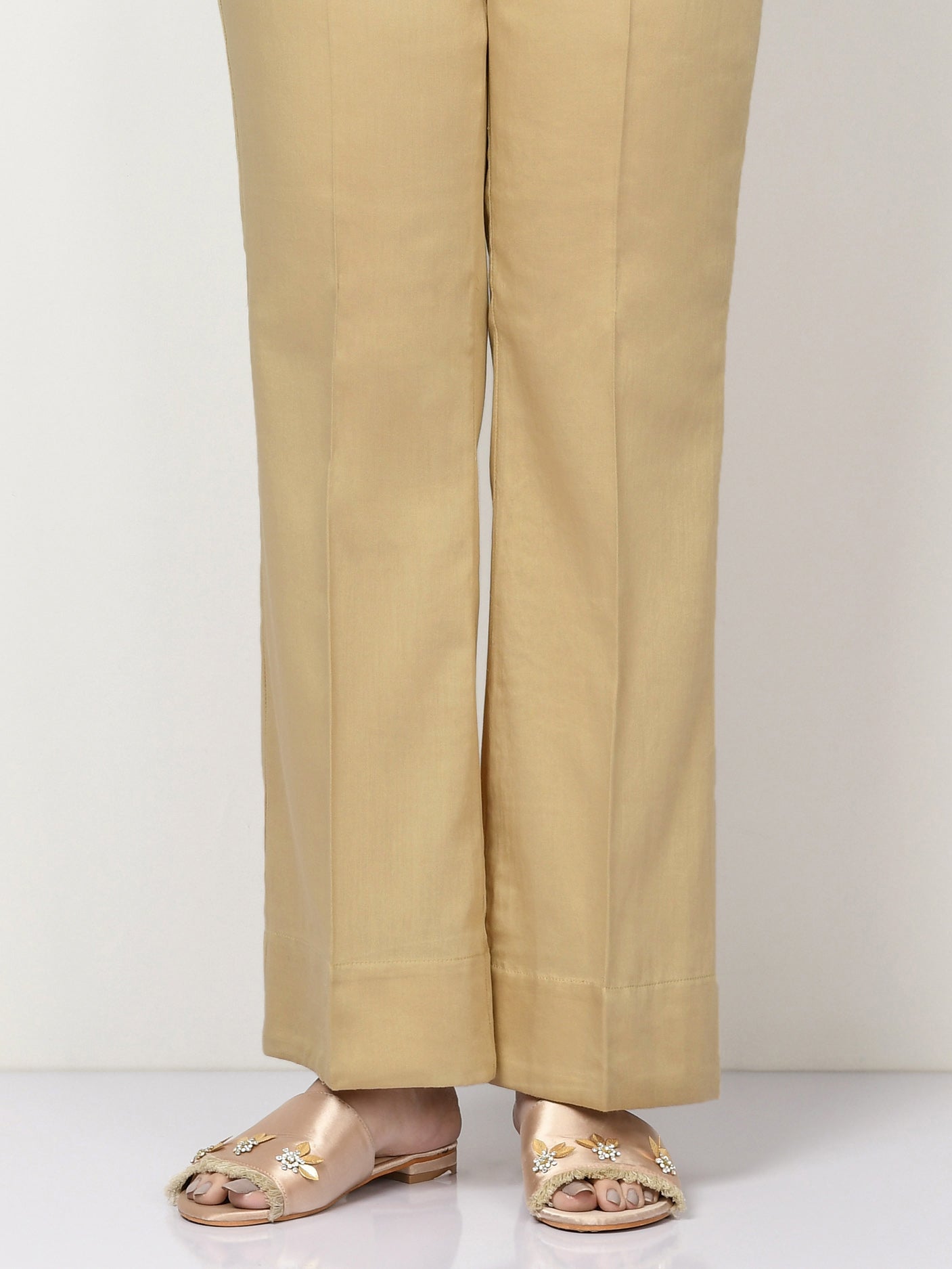 Unstitched Cambric Trouser - Sand Beige Unstitched Cambric Trouser - Sand Beige