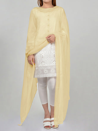 Dyed Chiffon Dupatta-Cream