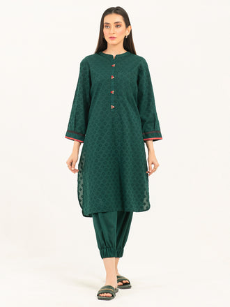 2 Piece Self Jacquard Suit-Embellished (Pret)