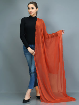 Dyed Chiffon Dupatta-Rust