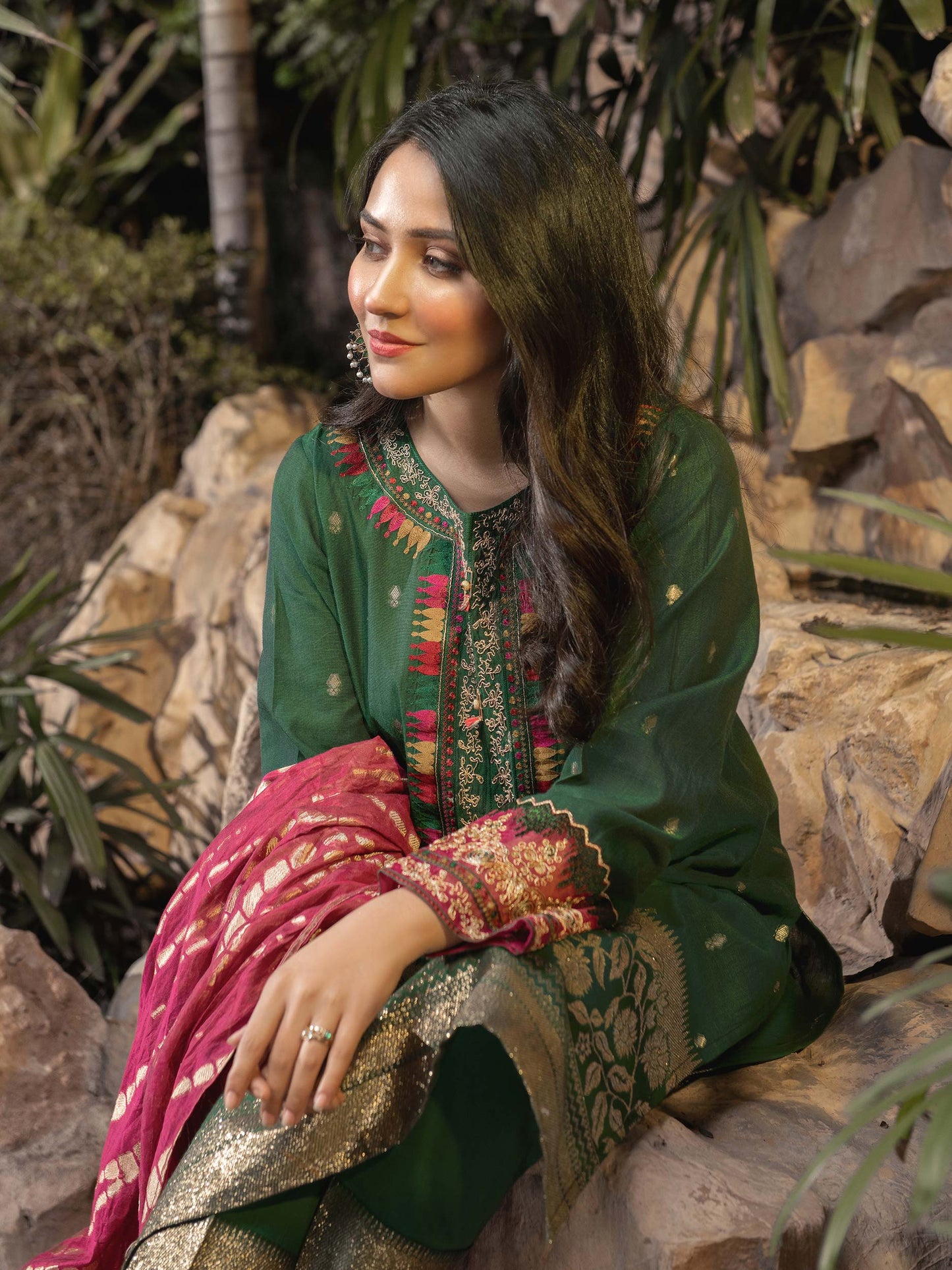 3 Piece Jacquard Suit-Embroidered (Unstitched)