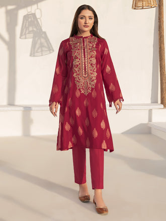 2 Piece Jacquard Suit-Embroidered (Unstitched)