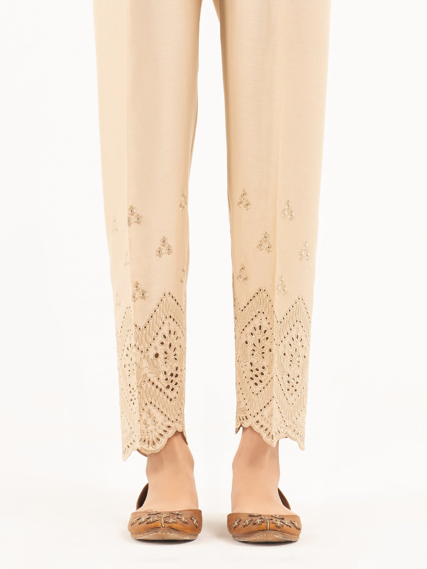 Embroidered Satin Trousers