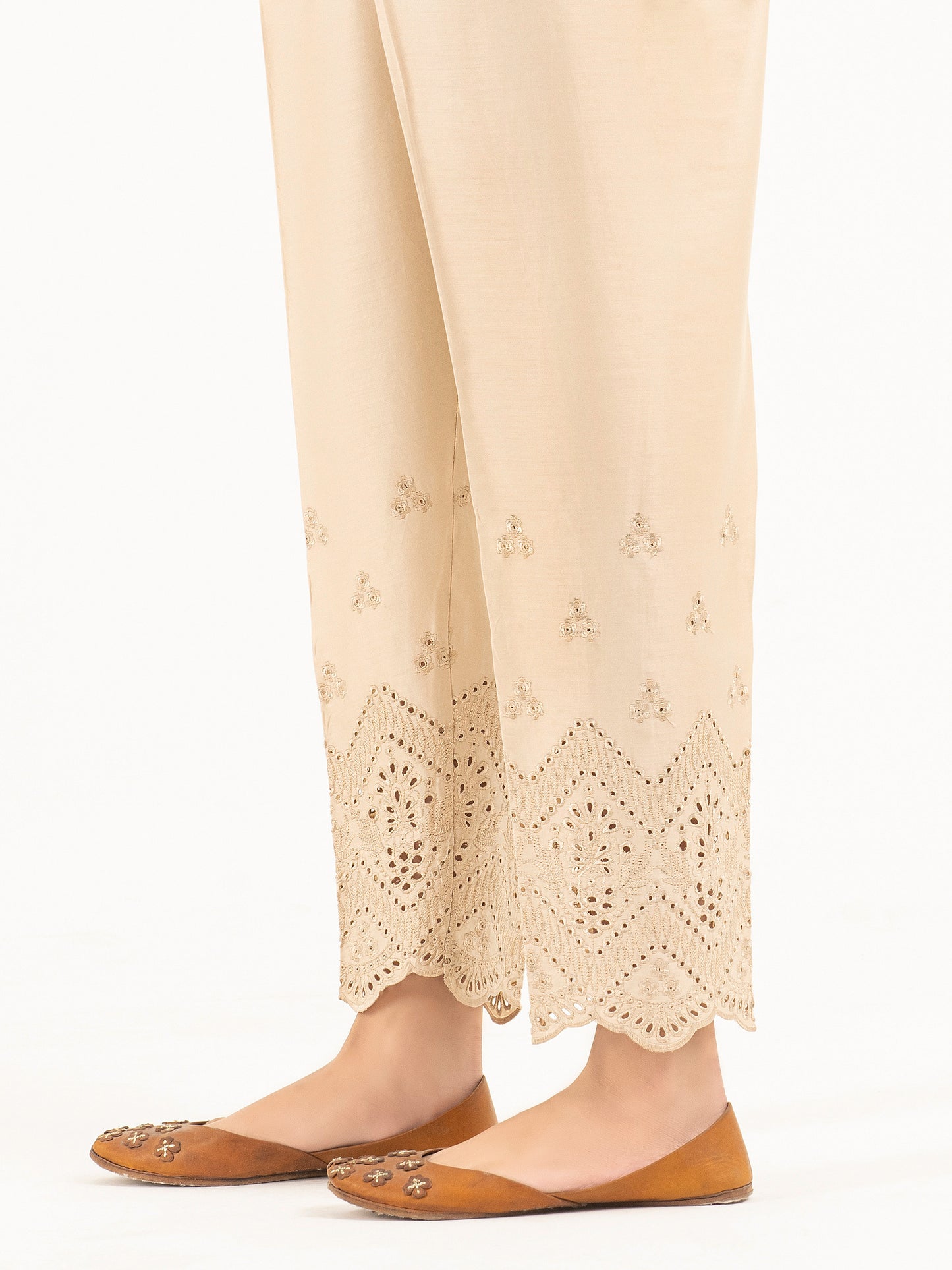 Embroidered Satin Trousers