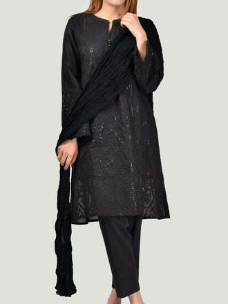 Crushed Dupatta-Black