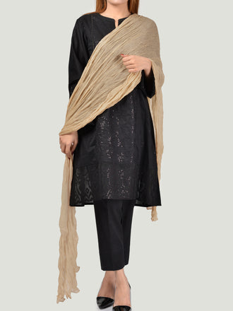 Crushed Dupatta - Skin