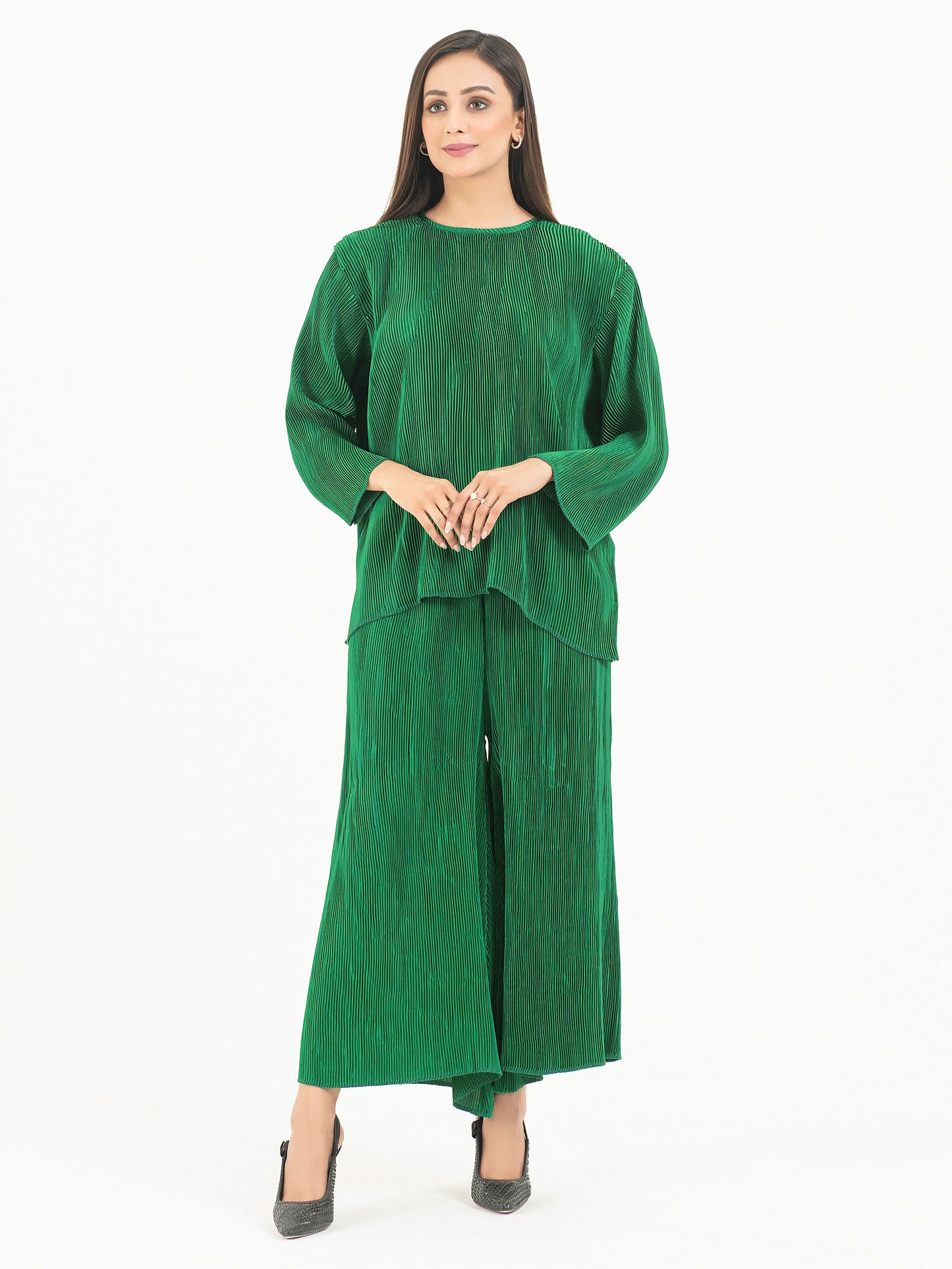 Pleated Silk Co-Ord Set (Pret)