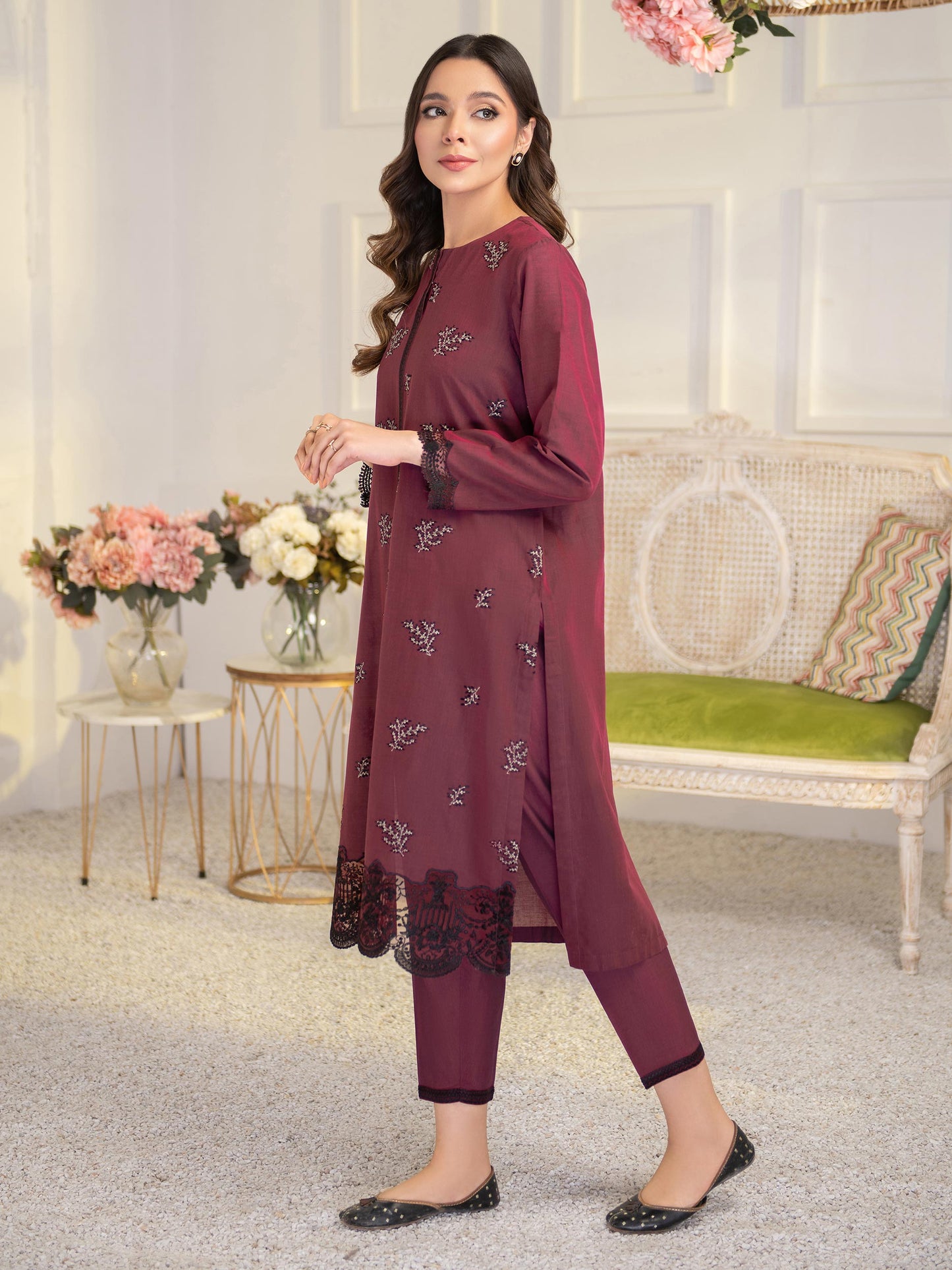 2 Piece Cotton Suit-Embroidered (Unstitched)