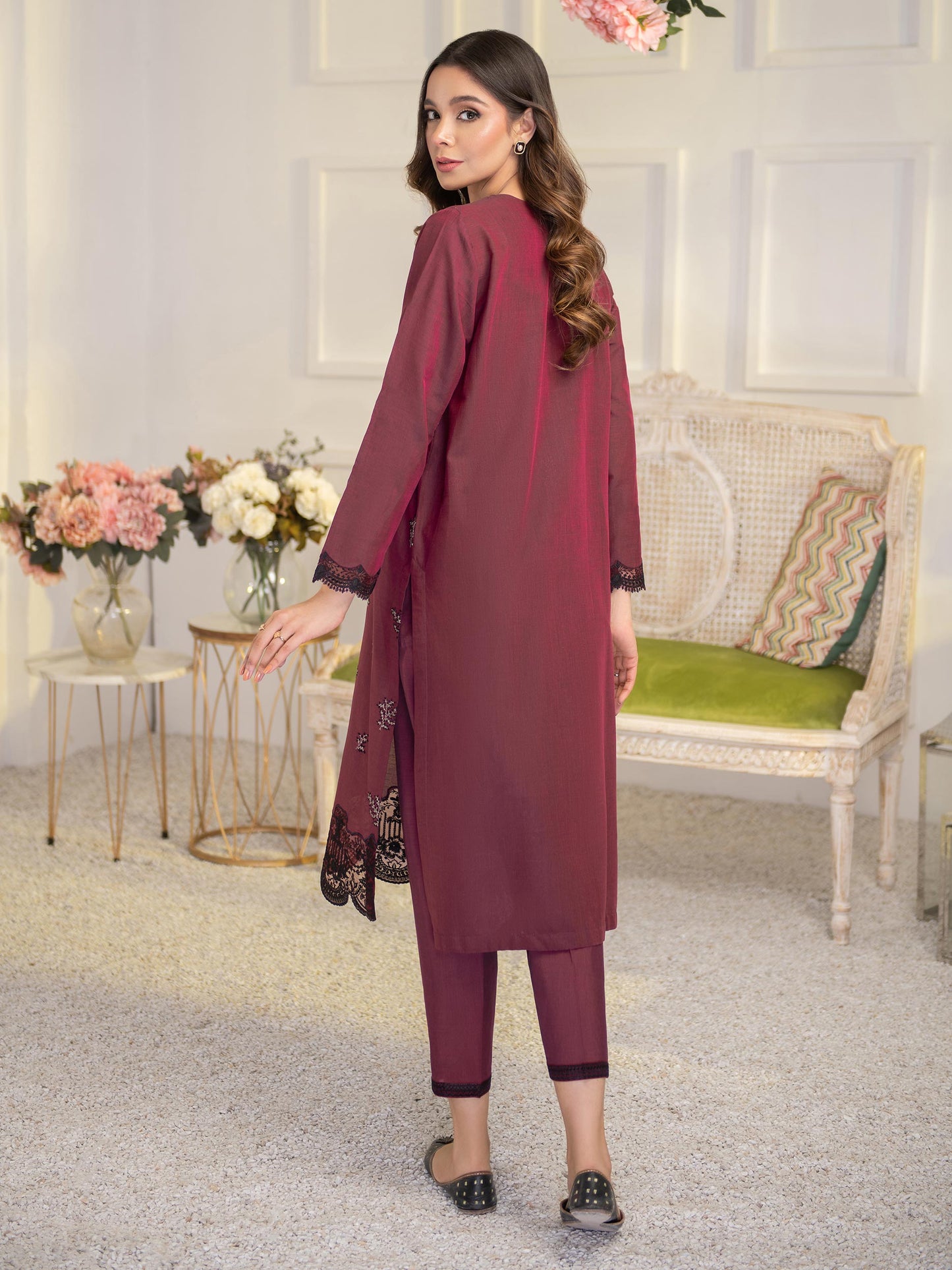 2 Piece Cotton Suit-Embroidered (Unstitched)