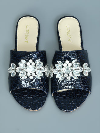 Textured Stone Studded Flats