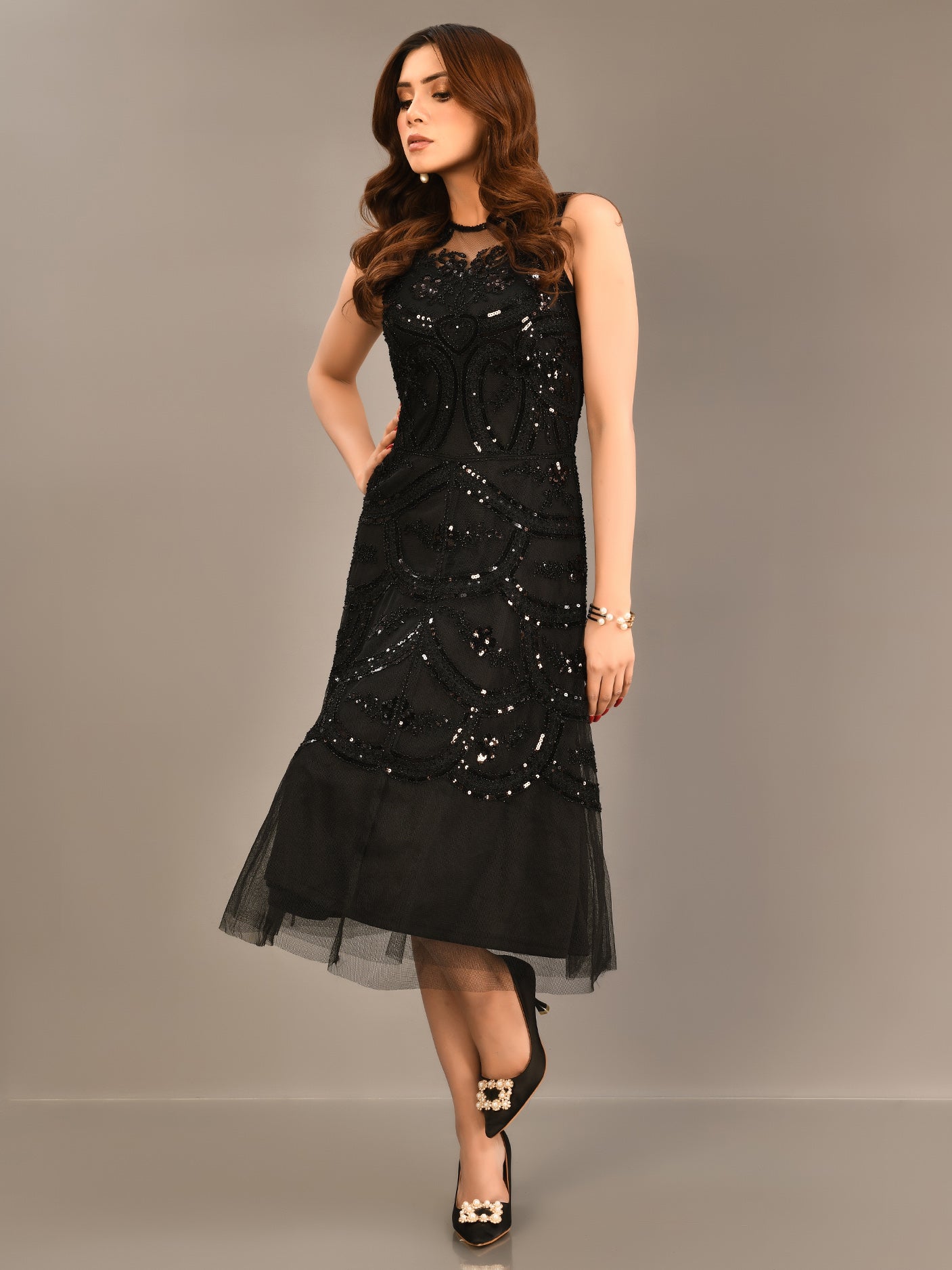 Sequined Net Dress