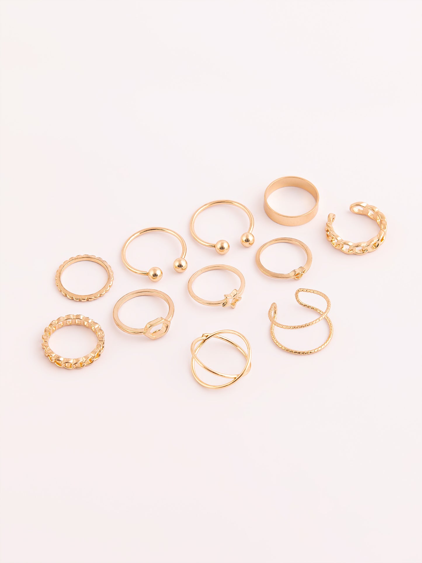 Golden Metallic Ring Set