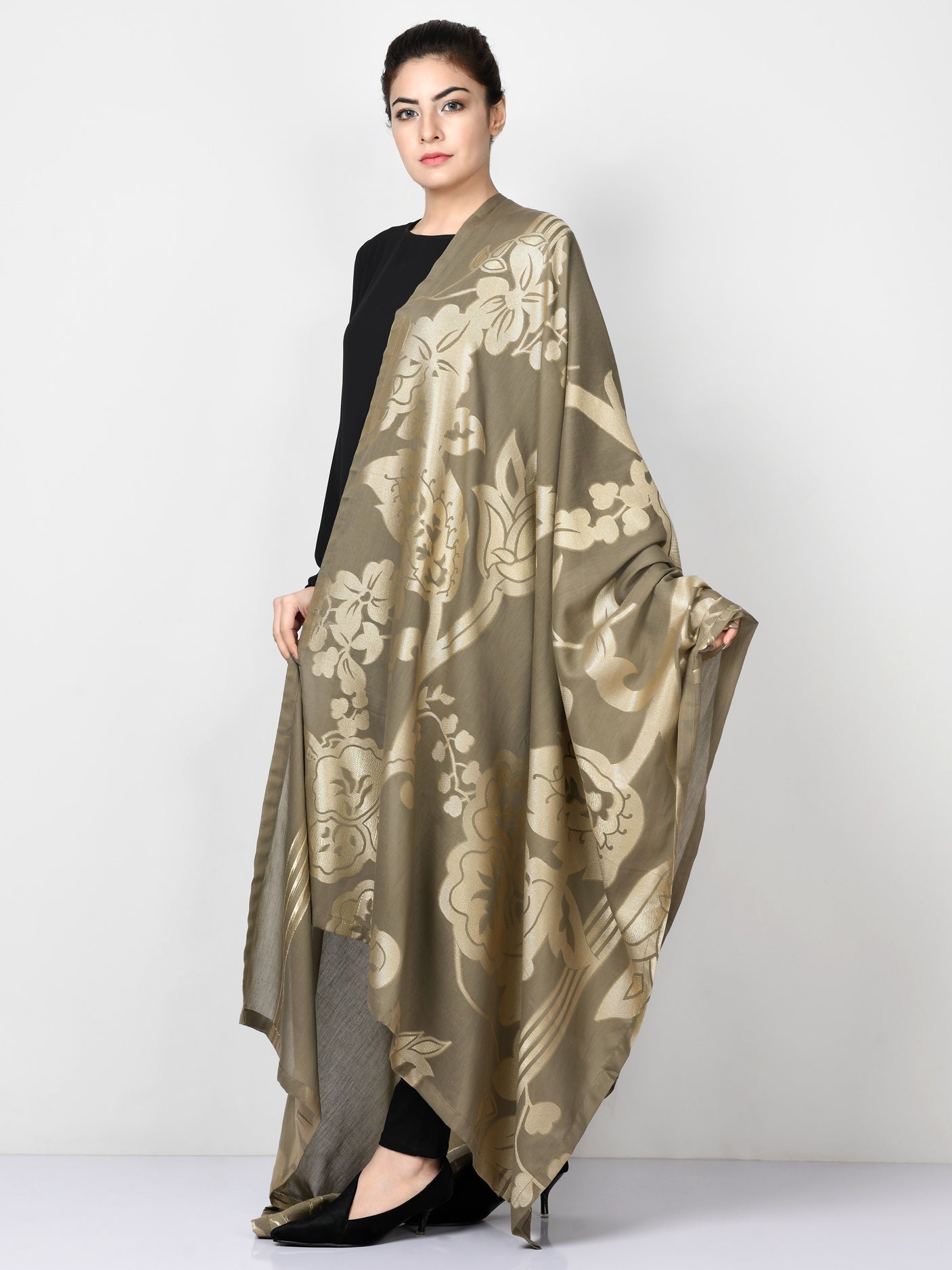 Jacquard Dupatta - Grey Jacquard Dupatta - Grey