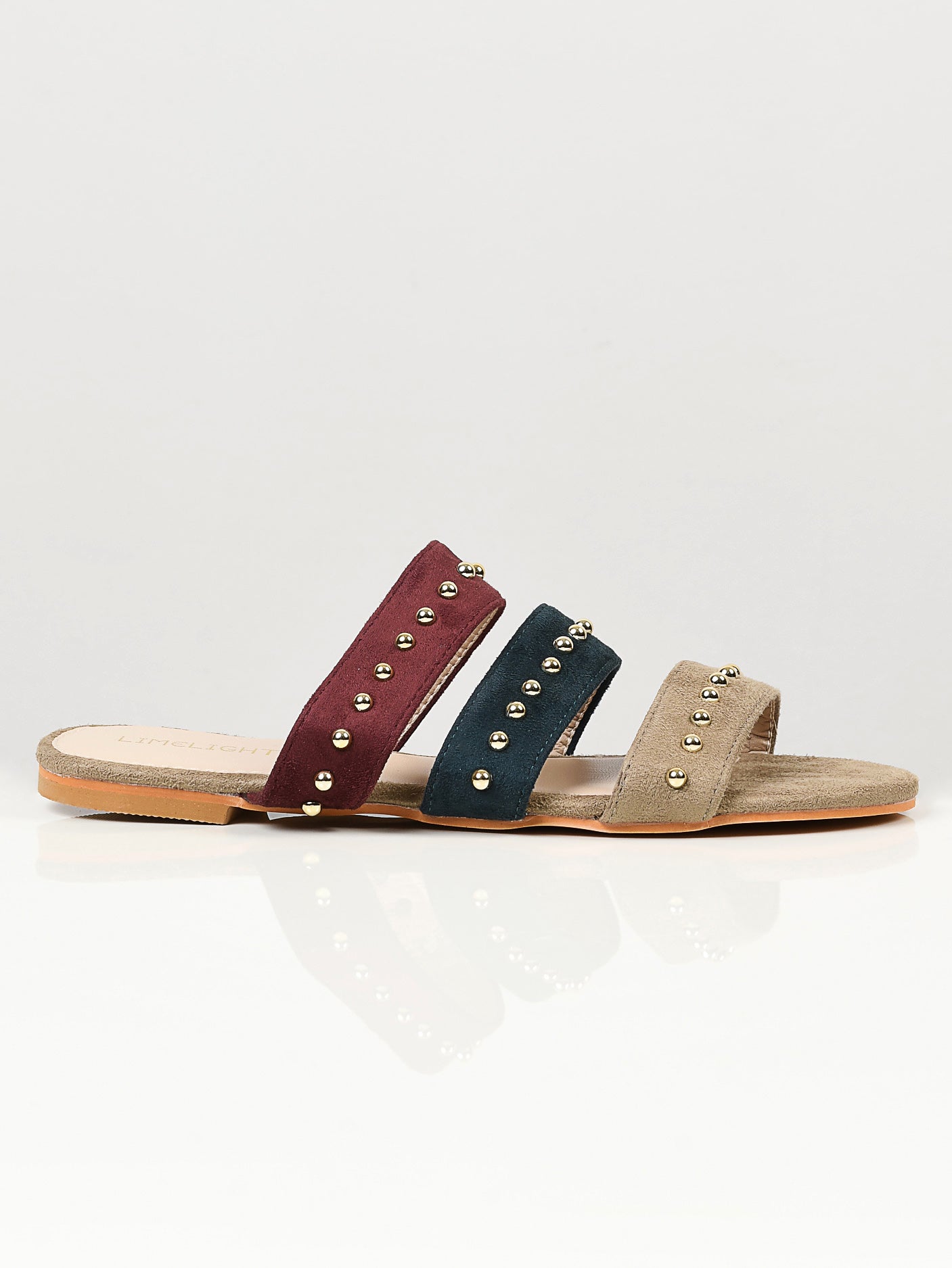 Studded Strap Flats - Khaki Studded Strap Flats - Khaki