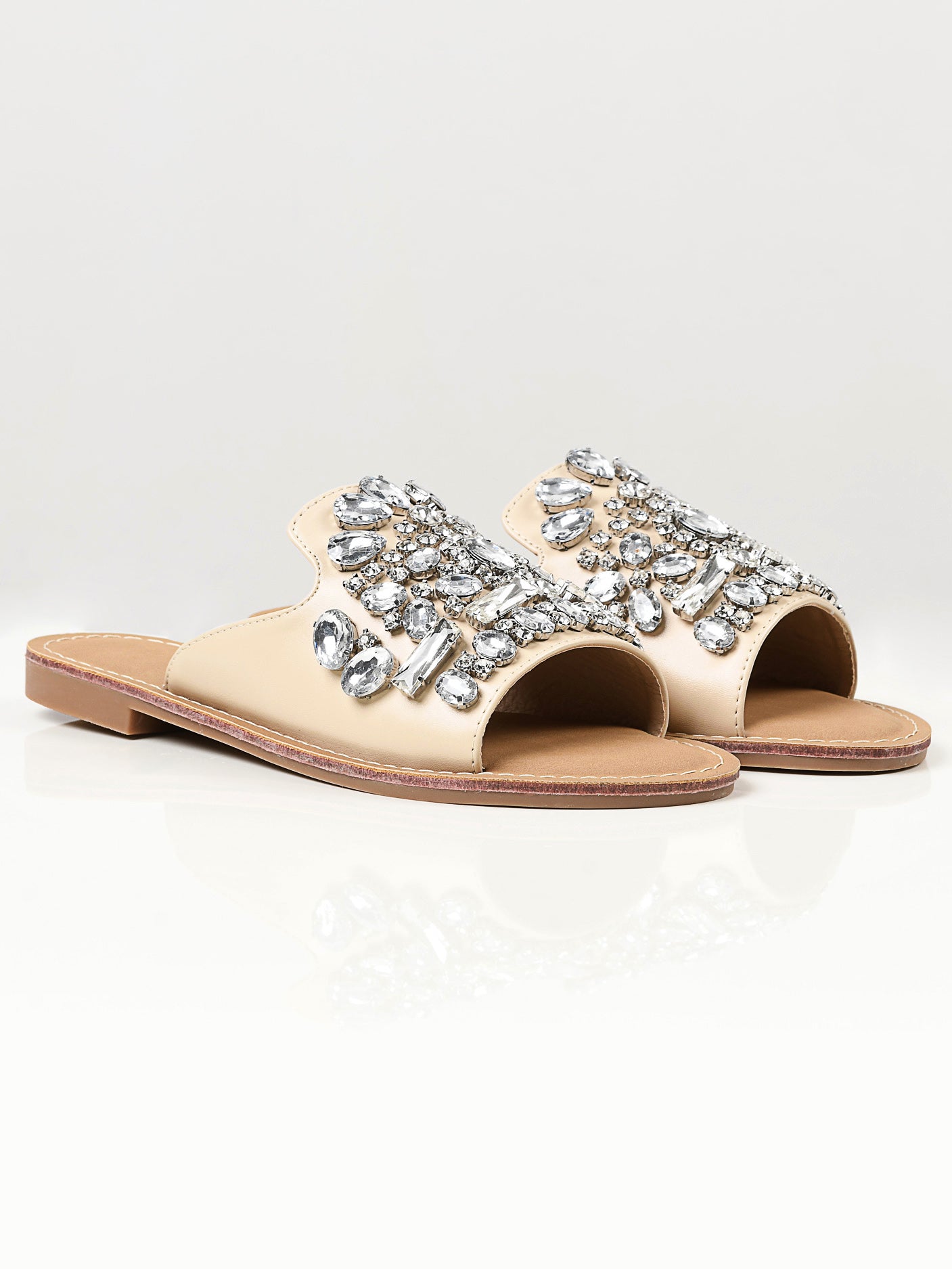 Stone Studded Flats - Beige Stone Studded Flats - Beige