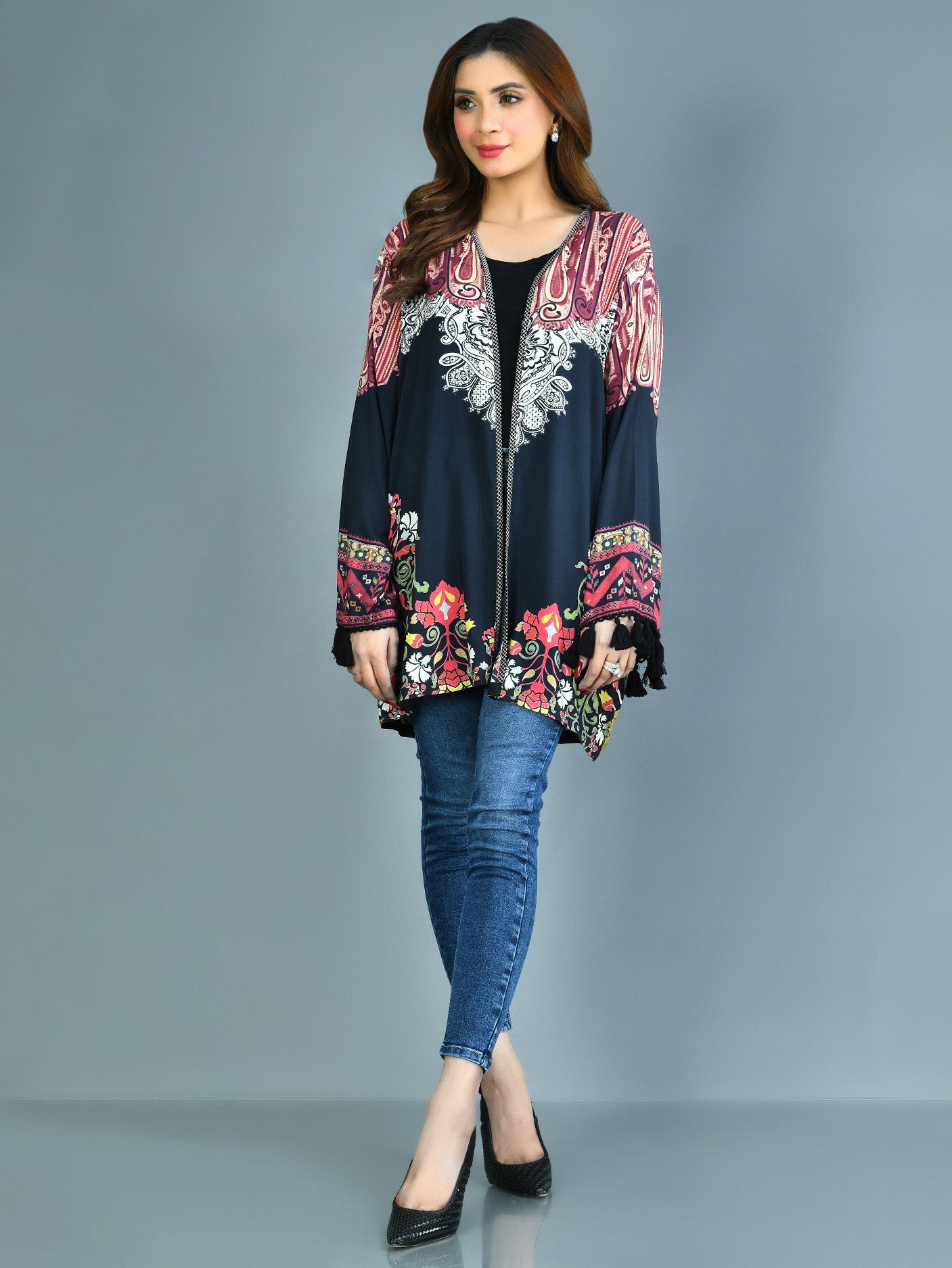 Printed Arabic Lawn Cardigan Printed Arabic Lawn Cardigan