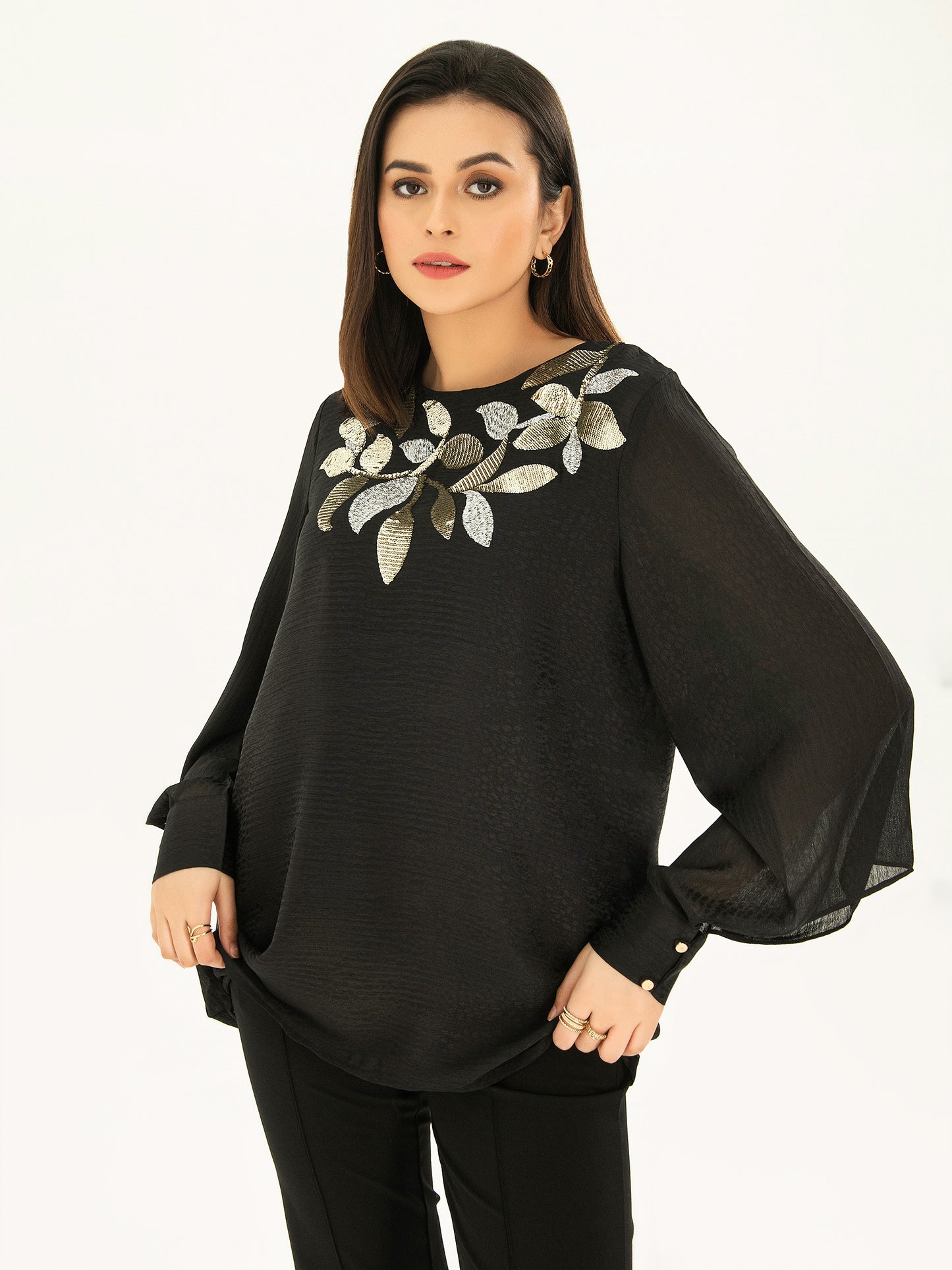 Embellished Chiffon Top