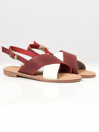 Crisscross Sandals - Maroon