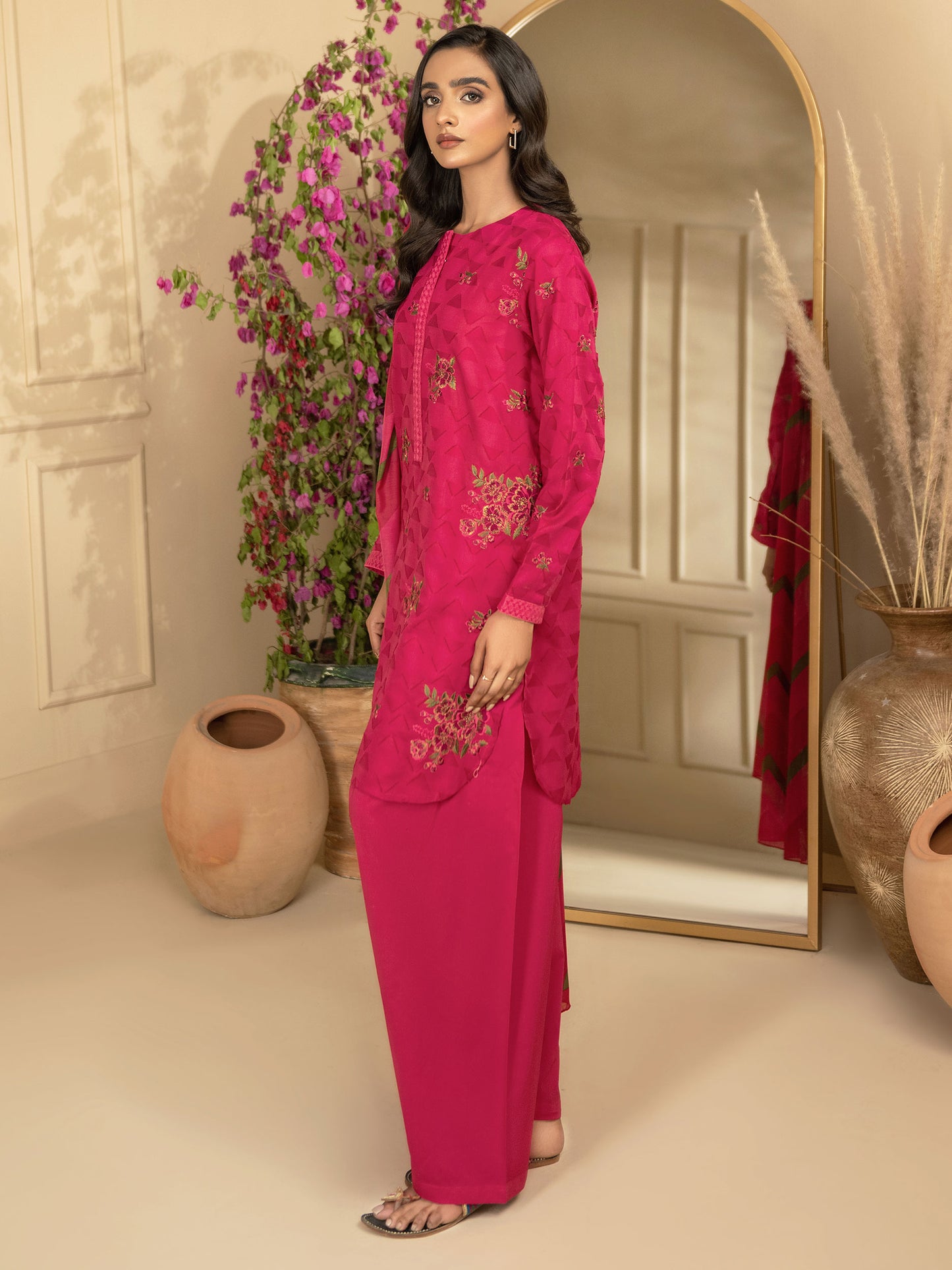 3 Piece Jacquard Suit-Embroidered (Unstitched)