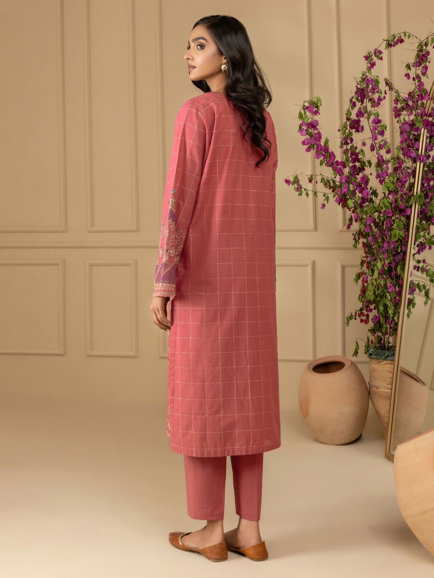 2 Piece Yarn Dyed Suit-Embroidered (Unstitched)