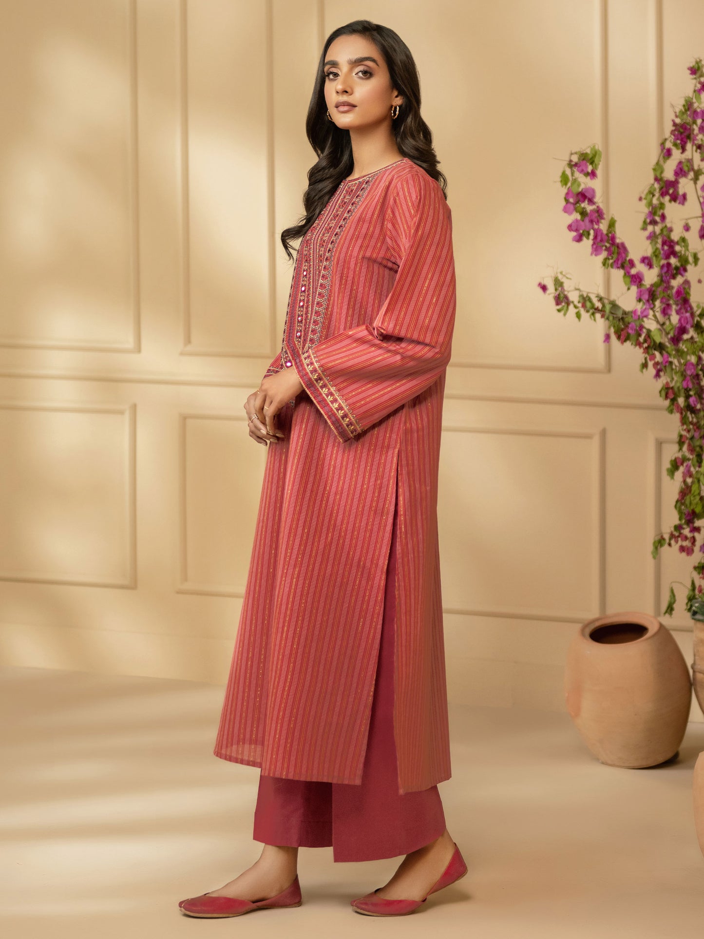 2 Piece Yarn Dyed Suit-Embroidered (Unstitched)